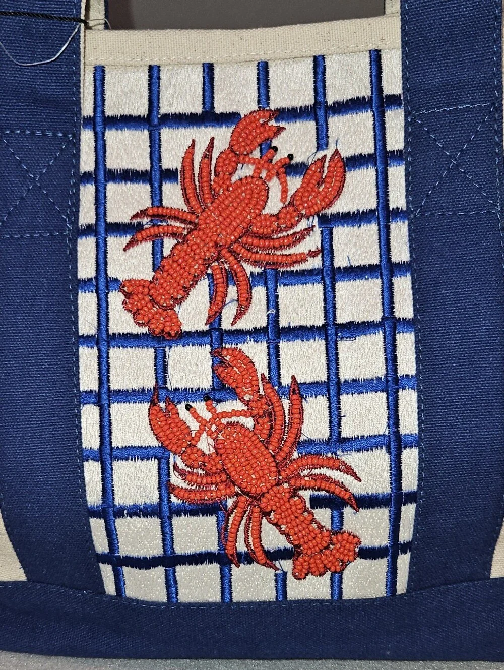 NWT America & Beyond Beaded Lobster Canvas Tote | Coastal Beach Bag | Viral Tote